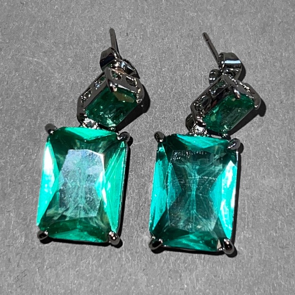 Jewelry - Double Emerald Cut Dangle Earrings